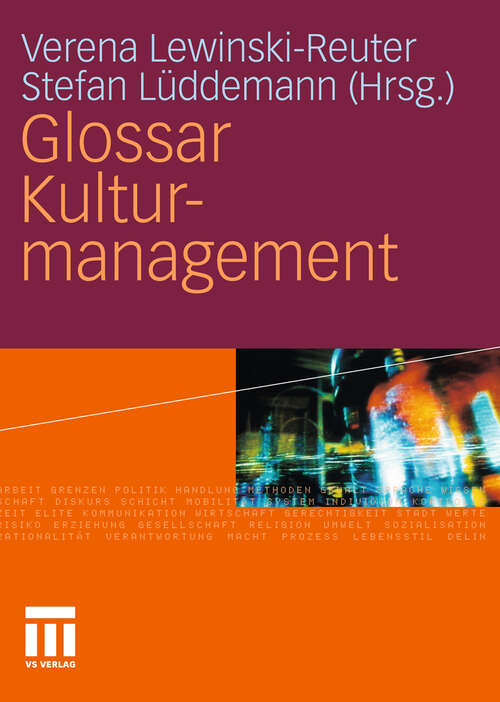 Book cover of Glossar Kulturmanagement (2011)