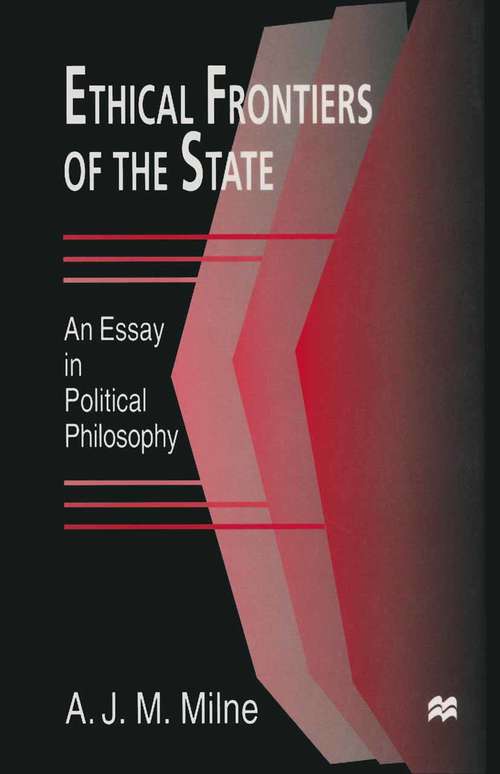 Book cover of Ethical Frontiers of the State (1st ed. 1998)