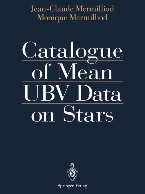 Book cover of Catalogue of Mean UBV Data on Stars (1994)