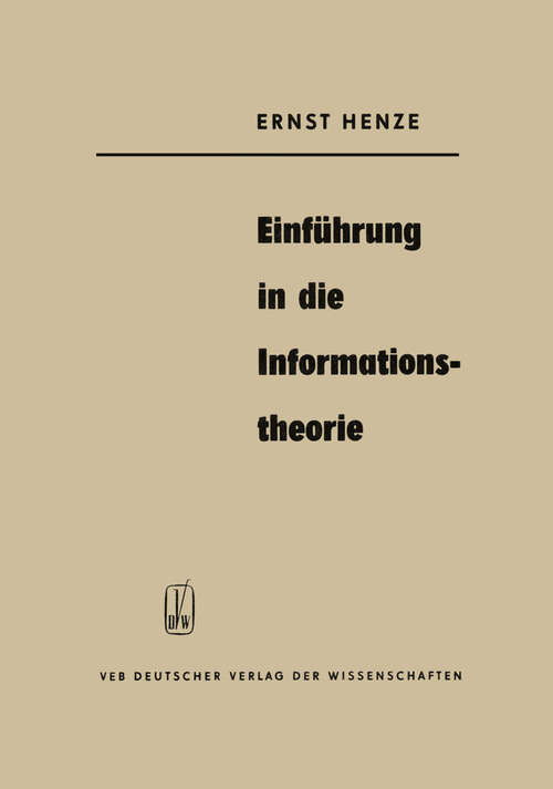 Book cover of Einführung in die Informationstheorie (1967)
