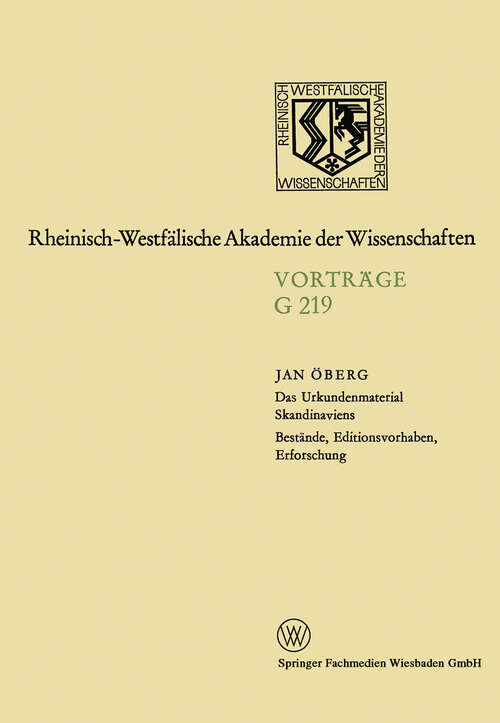 Book cover of Geisteswissenschaften: Vorträge. G 219 (1977) (Rheinisch-Westfälische Akademie der Wissenschaften #219)