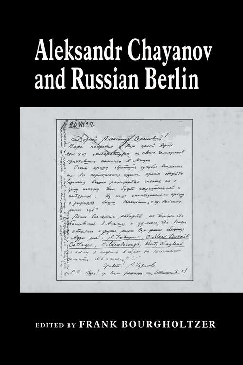 Book cover of Aleksandr Chayanov and Russian Berlin