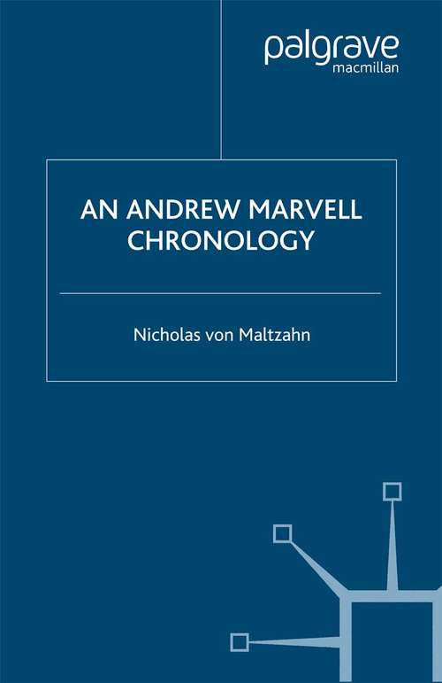 Book cover of Andrew Marvell Chronology (2005) (Author Chronologies Series)