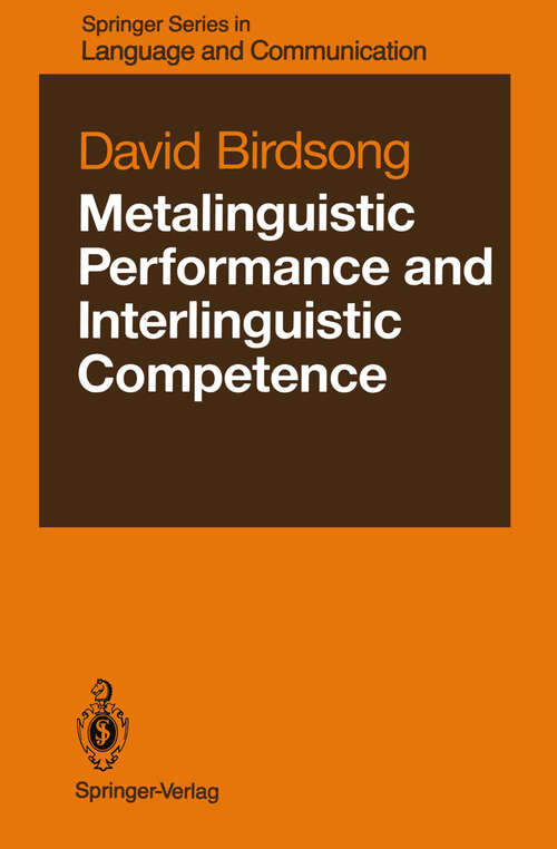 Book cover of Metalinguistic Performance and Interlinguistic Competence (1989) (Springer Series in Language and Communication #25)