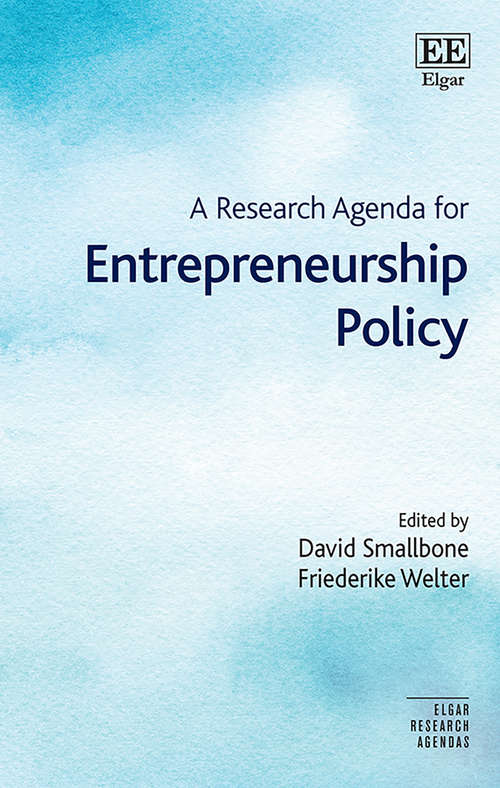 Book cover of A Research Agenda for Entrepreneurship Policy (Elgar Research Agendas)