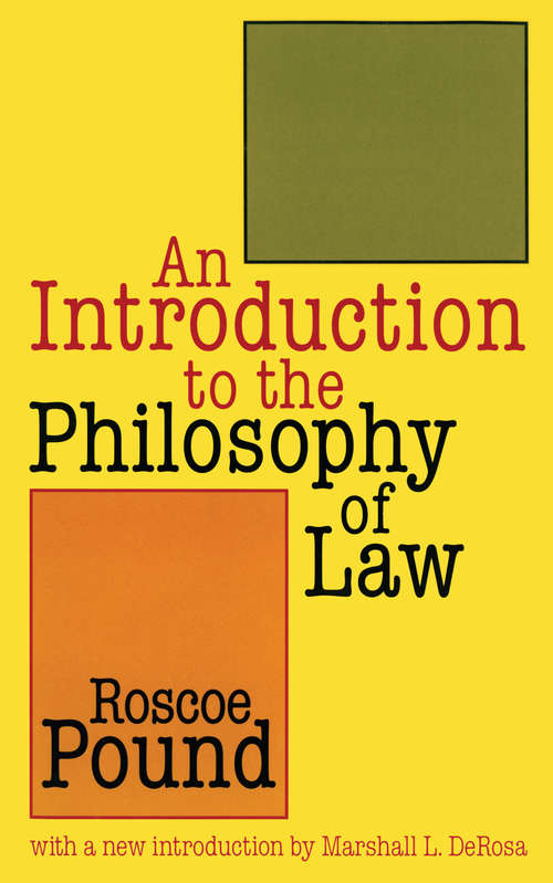 Book cover of An Introduction to the Philosophy of Law (Storrs Lecture)