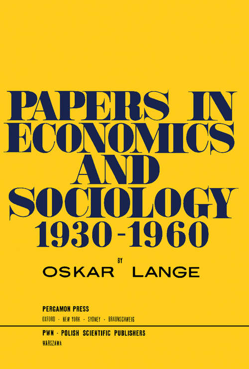 Book cover of Papers in Economics and Sociology