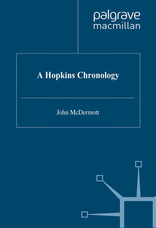 Book cover of A Hopkins Chronology (1997) (Author Chronologies Series)