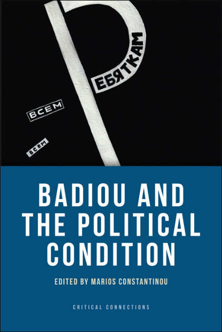 Book cover of Badiou and the Political Condition (Critical Connections)