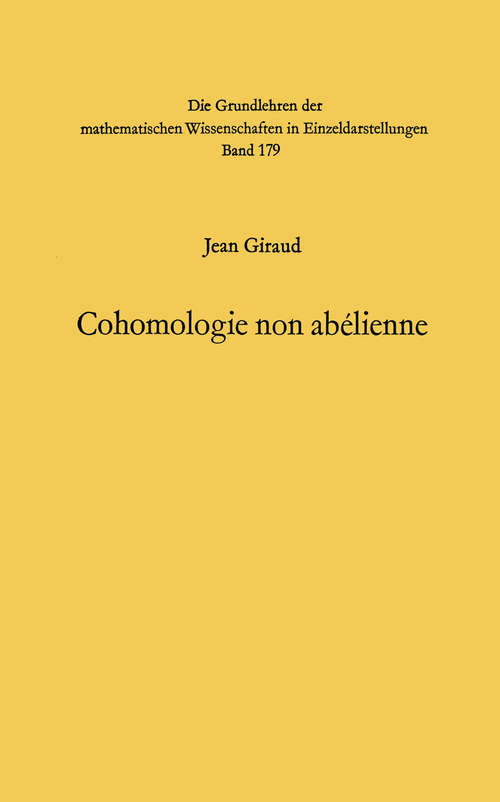 Book cover of Cohomologie non abelienne (1�re �d. 1971) (Grundlehren der mathematischen Wissenschaften #179)