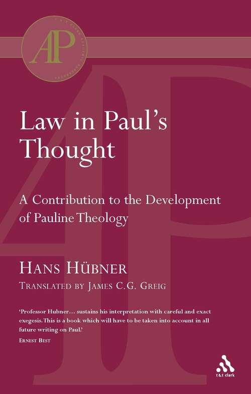 Book cover of Law in Paul's Thought (Academic Paperback Ser.)
