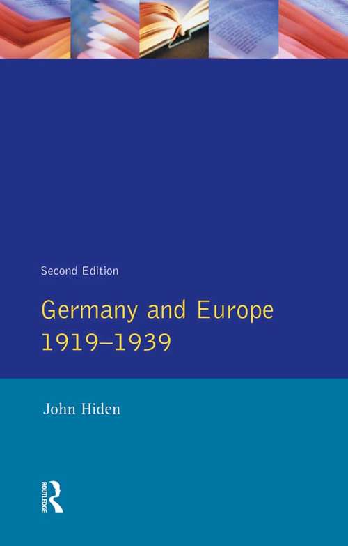 Book cover of Germany and Europe 1919-1939