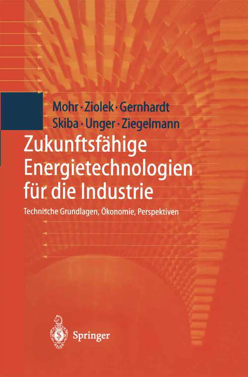 Book cover of Zukunftsfähige Energietechnologien für die Industrie: Technische Grundlagen, Ökonomie, Perspektiven (1998)