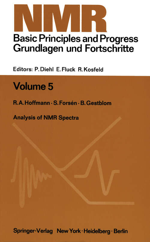Book cover of Analysis of NMR Spectra: A Guide for Chemists (1971) (NMR Basic Principles and Progress #5)