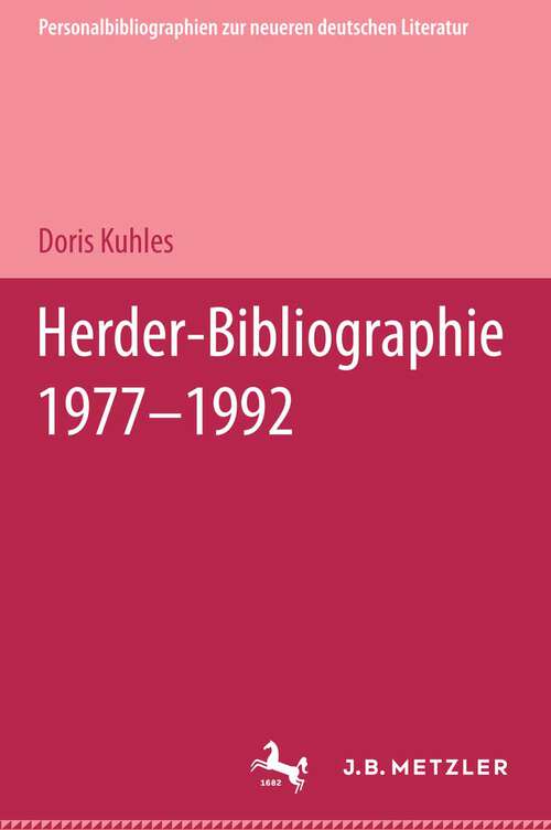 Book cover of Herder-Bibliographie 1977-1992 (1. Aufl. 1994)