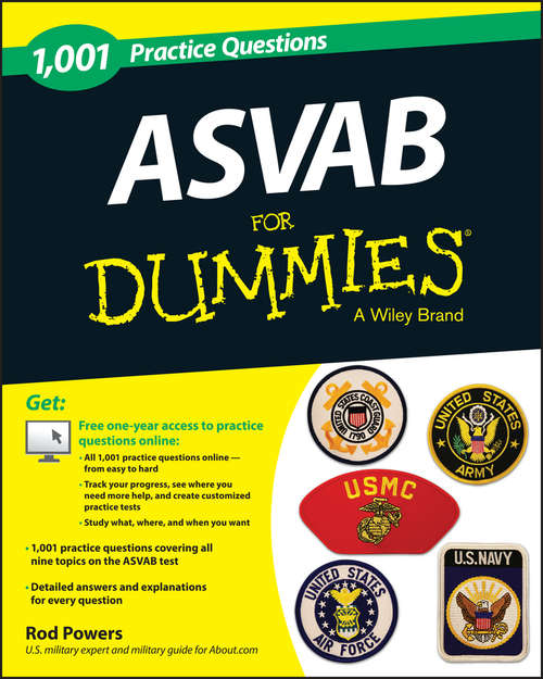 Book cover of 1,001 ASVAB Practice Questions For Dummies (+ Free Online Practice)
