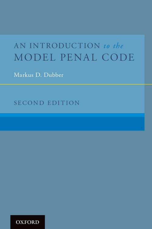 Book cover of INTRO TO MODEL PENAL CODE 2E C