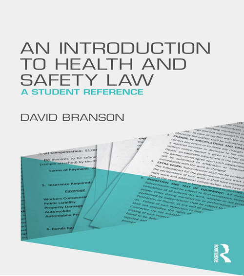 Book cover of An Introduction to Health and Safety Law: A Student Reference
