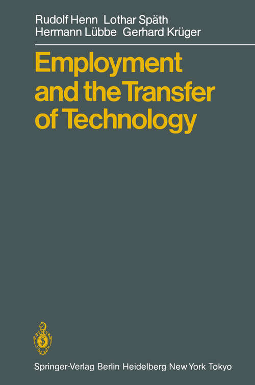 Book cover of Employment and the Transfer of Technology (1986)