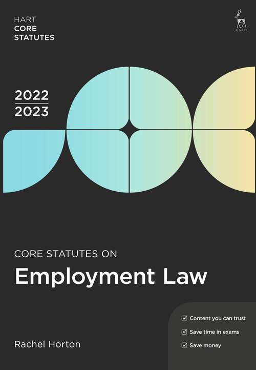 Book cover of Core Statutes on Employment Law 2022-23 (Hart Core Statutes)