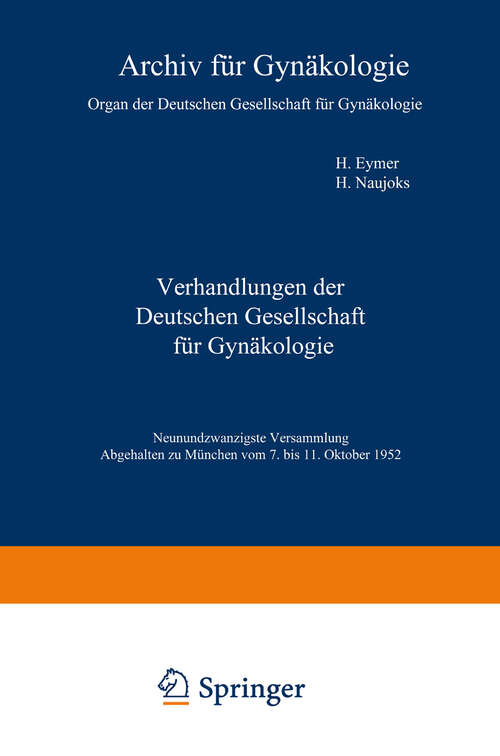Book cover of Verhandlungen der Deutschen Gesellschaft für Gynäkologie (1953) (Verhandlungen der Deutschen Gesellschaft für Gynäkologie #29)