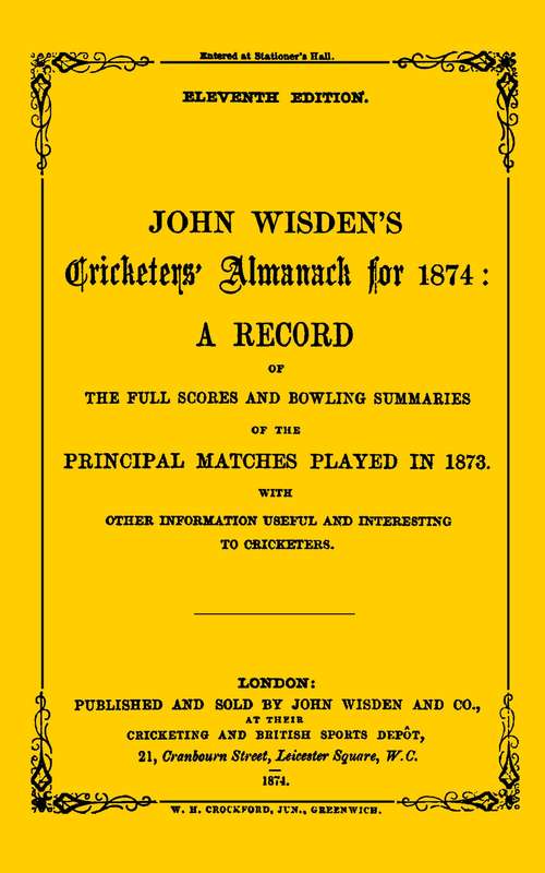 Book cover of Wisden Cricketers' Almanack 1874