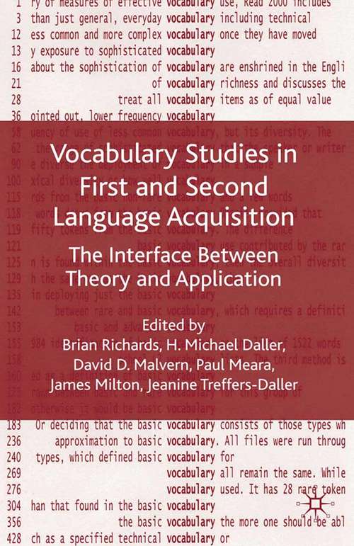 Book cover of Vocabulary Studies in First and Second Language Acquisition: The Interface Between Theory and Application (2009)