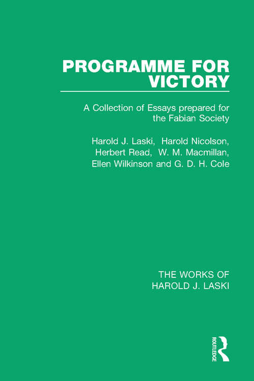 Book cover of Programme for Victory (The Works of Harold J. Laski)