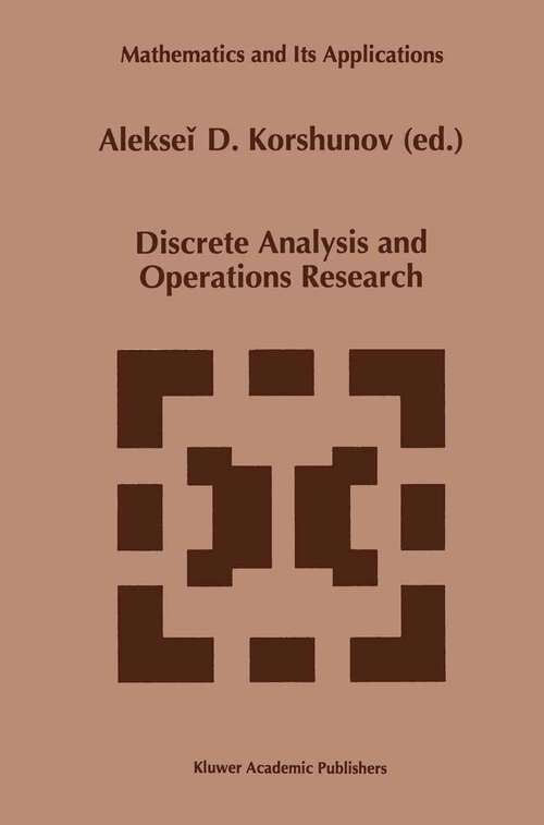Book cover of Discrete Analysis and Operations Research (1996) (Mathematics and Its Applications #355)