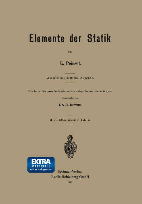 Book cover of Elemente der Statik (1887)