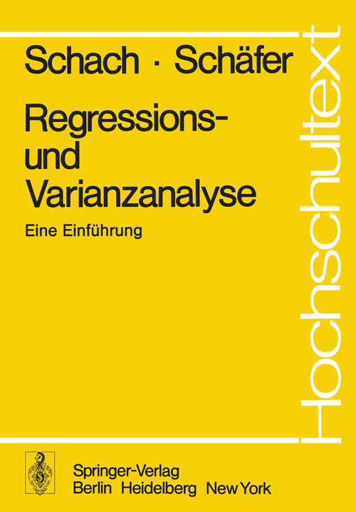 Book cover of Regressions- und Varianzanalyse: Eine Einführung (1978) (Hochschultext)