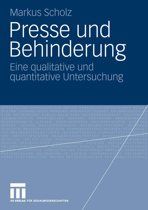 Book cover of Presse und Behinderung: Eine qualitative und quantitative Untersuchung (2010)