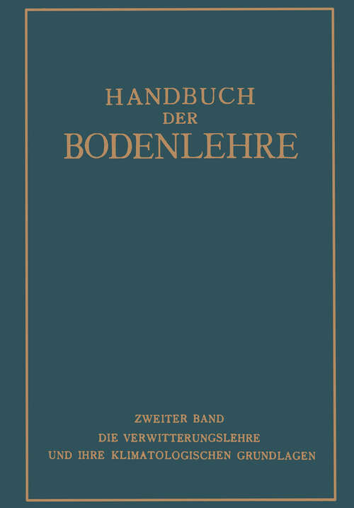 Book cover of Handbuch der Bodenlehre (1929)