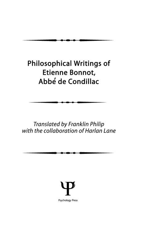 Book cover of Philosophical Works of Etienne Bonnot, Abbe De Condillac: Volume 1