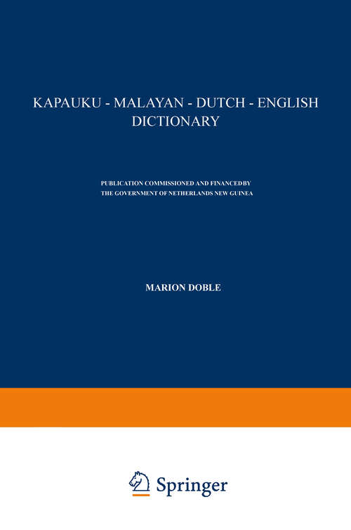 Book cover of Kapauku — Malayan — Dutch — English Dictionary (1960)