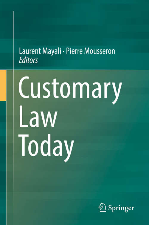 Book cover of Customary Law Today