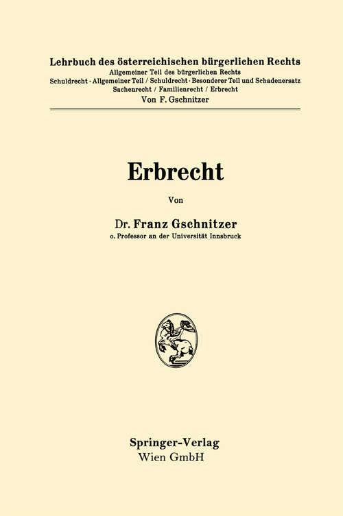 Book cover of Lehrbuch des österreichischen bürgerlichen Rechts: Erbrecht (1964)