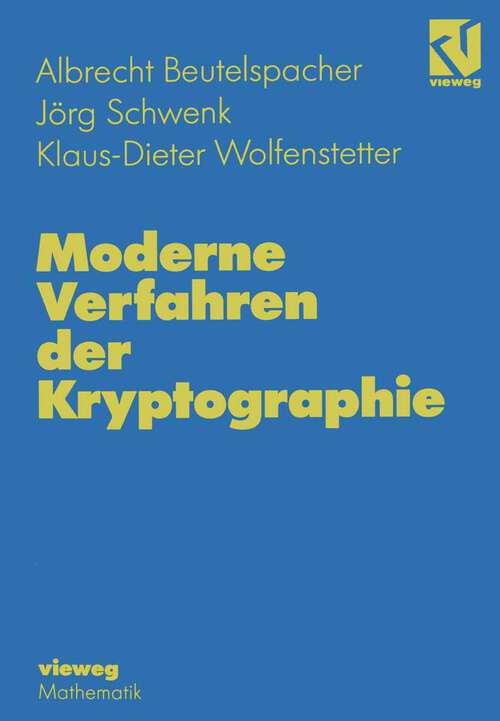Book cover of Moderne Verfahren der Kryptographie: Von RSA zu Zero-Knowledge (1995)
