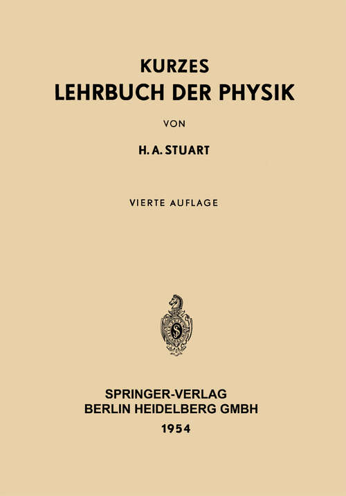 Book cover of Kurzes Lehrbuch der Physik (4. Aufl. 1954)