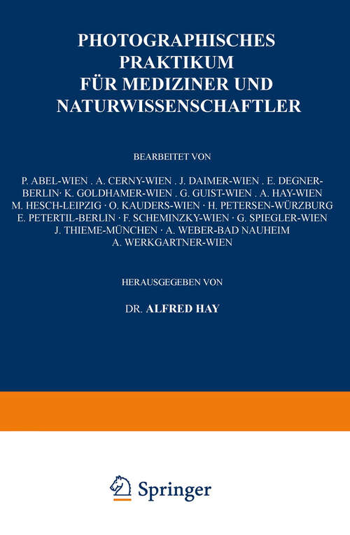 Book cover of Photographisches Praktikum für Mediziner und Naturwissenschaftler (1930)