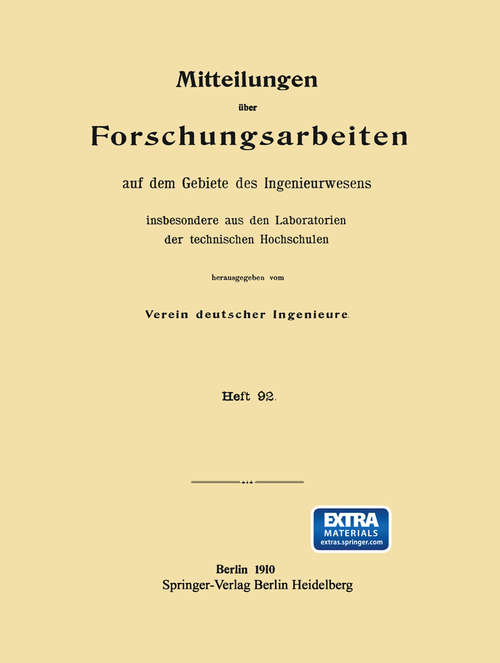 Book cover of Ueber den praktischen Wert der Zwischenüberhitzung bei Zweifachexpansions-Dampfmaschinen (1. Aufl. 1910) (Forschungsarbeiten auf dem Gebiete des Ingenieurwesens #92)