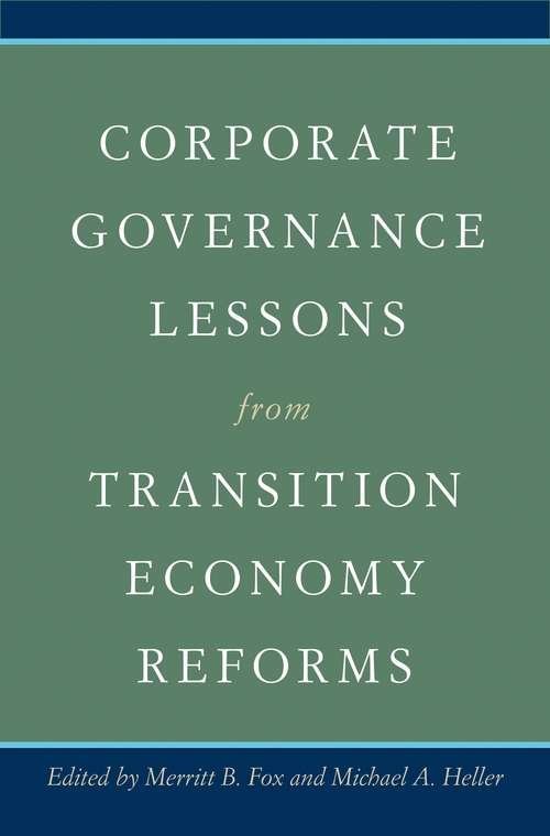 Book cover of Corporate Governance Lessons from Transition Economy Reforms