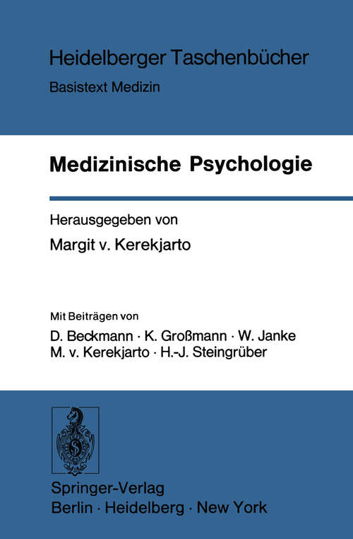 Book cover of Medizinische Psychologie (1974) (Heidelberger Taschenbücher #148)