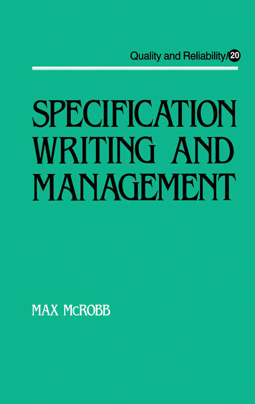 Book cover of Specification Writing and Management