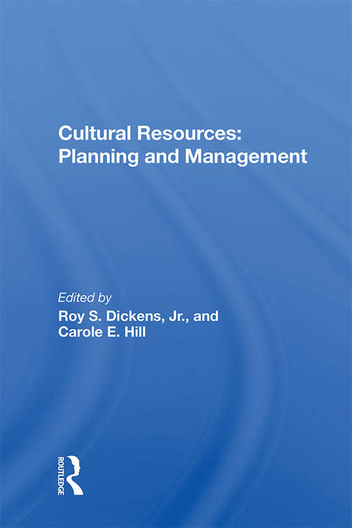 Book cover of Cultural Resources: Planning And Management