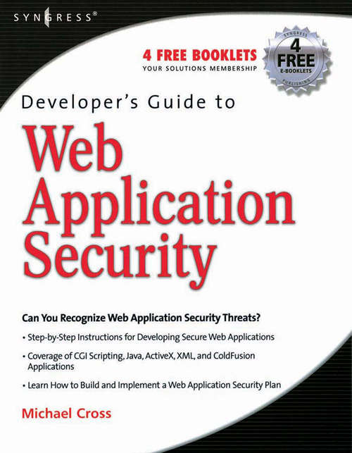 Book cover of Developer's Guide to Web Application Security