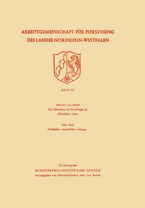 Book cover of Arbeitsgemeinschaft für Forschung des Landes Nordrhein-Westfalen: Heft 22 (1953)
