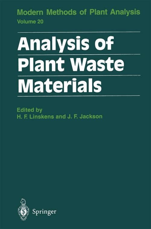 Book cover of Analysis of Plant Waste Materials (1999) (Molecular Methods of Plant Analysis #20)