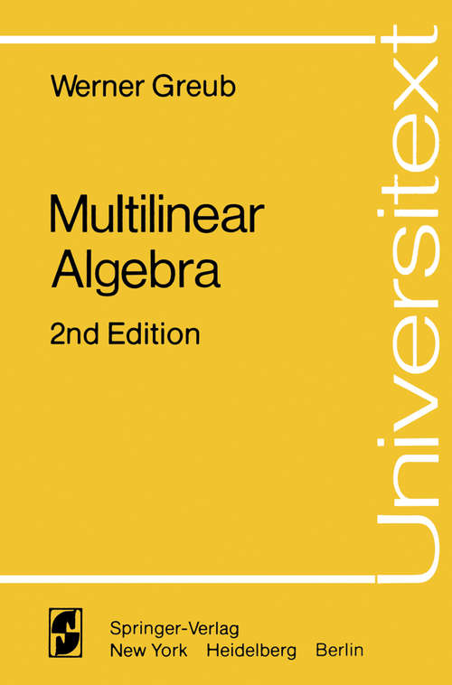 Book cover of Multilinear Algebra (2nd ed. 1978) (Universitext)