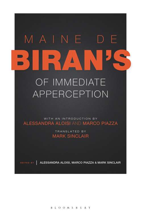 Book cover of Maine de Biran's 'Of Immediate Apperception'